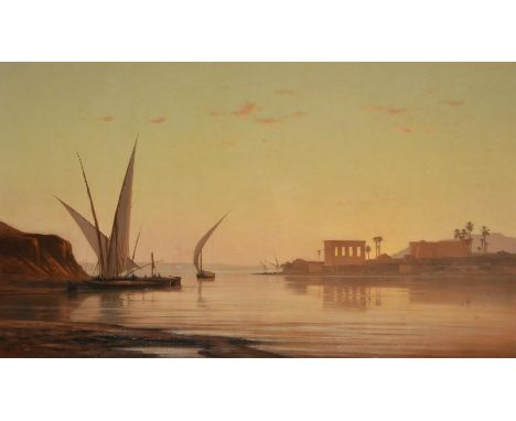 Auguste Veillon (French 1834-1910)The Temple of Philae, EgyptSigned (lower left) Oil on canvas94.5 x 161cm (37.1/4 x 63.3/8 i