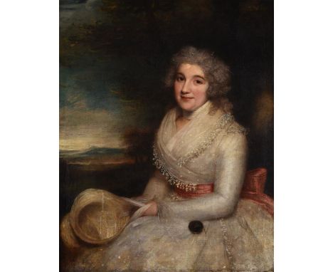 Follower of Richard Cosway Portrait of a lady half-length, seated wearing a white dressOil on canvas88 x 69cm (34½ x 27 in.)P