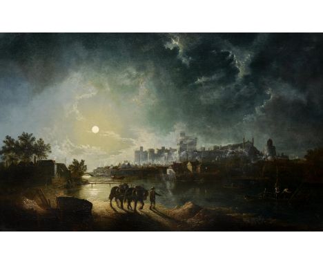 Sebastian Pether (British 1790-1844)Windsor by moonlightOil on canvas Indistinctly signed (lower left)76.5 x 123cm (30 x 48¼ 