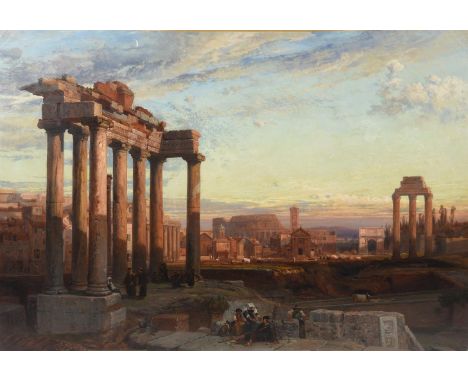 Frederick Lee Bridell (British 1831-1863)The Temple of Saturn, the Forum and the Colosseum, RomeOil on canvasSigned and dated