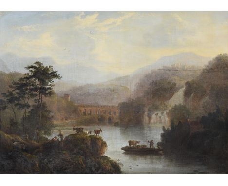 English School (early 19th century)The river ferryOil on panel33 x 46cm (12 x 18 in.)Condition Report: The varnish is uneven 