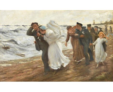 Phillip Richard Morris (British 1836 -1902)The sailor's wedding Oil on boardSigned (lower right)61 x 96cm (24 x 37¾ in.)Exhib