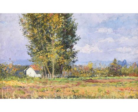 Ulisse Caputo (Italian 1872-1948)A cottage in a landscape Oil on boardSigned (lower right)12.5 x 20.3cm (4¾ x 7 in.)Provenanc