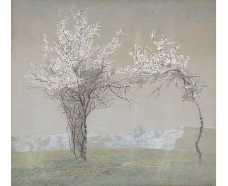 Emilie Mediz-Pelikan (Austrian 1861-1908)Blossom treesMixed media on cardboardSigned with initials and dated 10 Mai 1903 (low