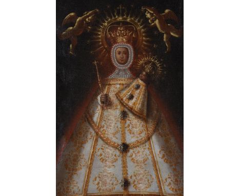 Cuzco School (17th / 18th century)Madonna and childOil on canvas77 x 51cm (30¼ x 20 in.)Provenance: From the collection of th
