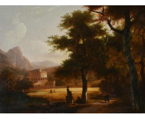 Follower of Pierre-Henri de Valenciennes View of a temple in an arcadian landscapeOil on panel22.5 x 29.5cm (8¾ x 11½ in.)Con