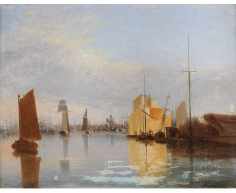 Alfred Stannard (British 1806-1889)Yarmouth HarbourOil on canvasSigned (heightened) and dated 1859 (lower right)26.5 x 33.5cm