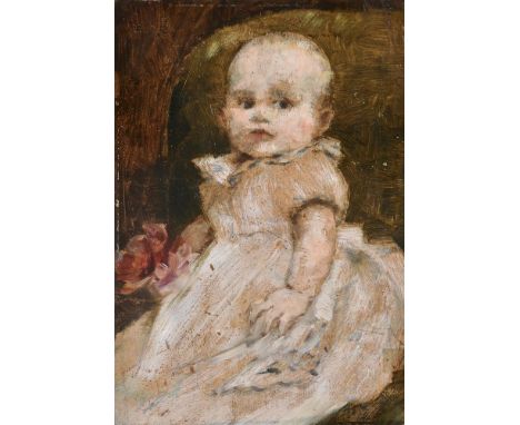 Attributed to Nikolaus Gysis (Greek 1842-1901)Portrait of young childSigned with initials (lower right)Oil on board30 x 21.2c