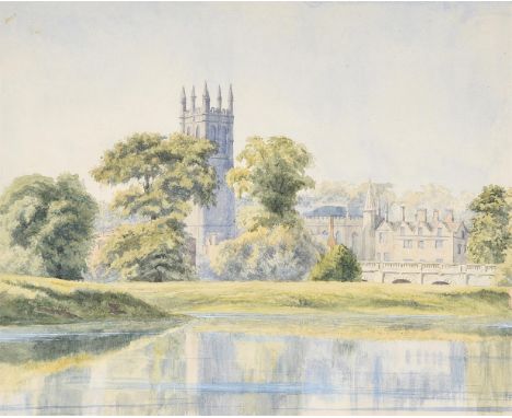 Samuel Pepys Cockerell (British 1844-1921)Magdalen from the Cherwell, OxfordWatercolour Signed with initials, inscribed and d