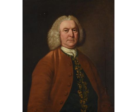 English School (18th century)Portrait of a gentleman, half-length, in a brown coatOil on canvas76.2 x 63.5cm (30 x 25 in.)Pro