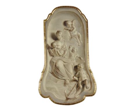 Nicolaas Reijers (Dutch 1719-1784)The Madonna and Child with puttiOil on shaped canvasSigned and dated 1759 (lower left)131 x