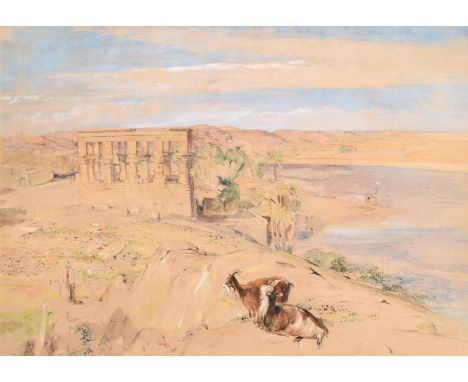John Frederick Lewis (British 1805-1876)The Hypaethral Temple at Philae, Upper EgyptPencil and watercolour with white heighte