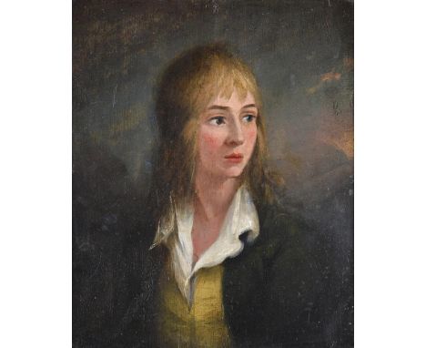 English School (19th century)Portrait of a young man, head and shouldersOil on panel 30.5 x 25cm (12 x 9¾ in.)Condition Repor