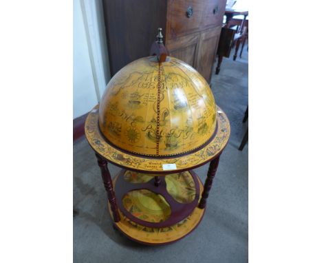 A terrestrial globe cocktail cabinet/trolley 