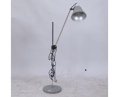 CONRAN style 1960s' adjustable floor lamp, with rosewood and engine turned fittings, tallest setting 170cm 