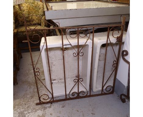 2 enamel butler's sinks, and a small wrought-iron gate 
