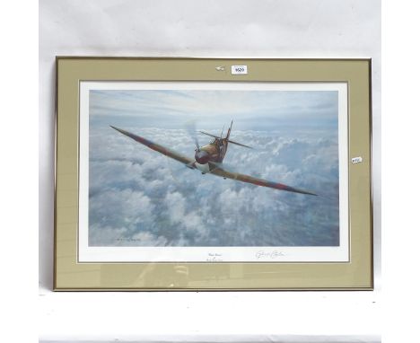 Gerald Coulson, colour print, cloud dancer (Super Marine Spitfire), signed in pencil by the artist, framed, overall frame siz