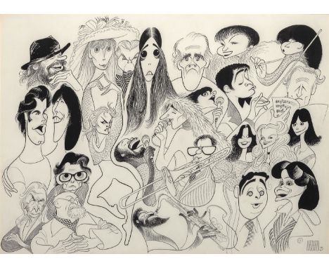 AL HIRSCHFELDCritics' Choice for 1978-79 [or 1978 Fall Preview]. Ink on illustration board, signed "HIRSCHFELD 5" at lower ri