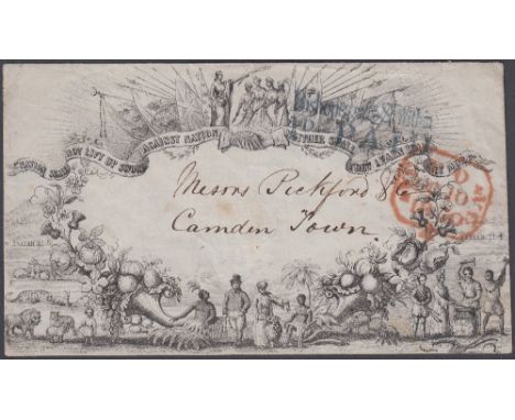 GREAT BRITAIN POSTAL HISTORY : 1850 Illustrated Valentine envelope, scarce used example London to Camden, great condition, st