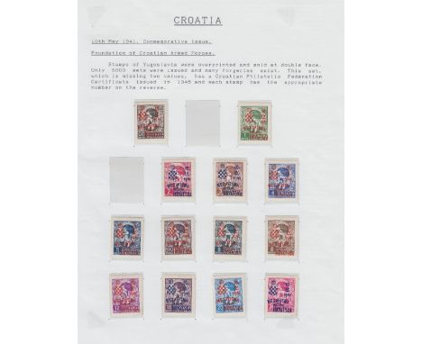 STAMPS CROATIA : A substantial 1941 to 1945 mint and used collection written up on album pages, with many better sets, sheetl