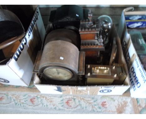 A Victorian slate mantle clock, together with seven other clocks of various type.