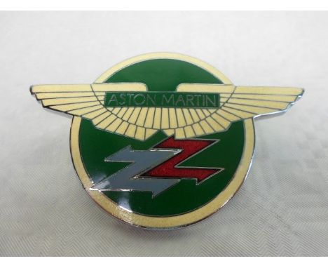 A chrome and enamel Aston Martin Zagarto nose badge, 10cm x 6cm.