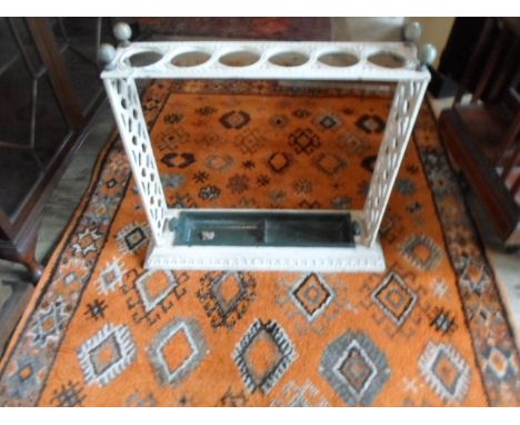 A Victorian white painted and brass mounted rectangular stick stand, impressed Victorian registration lozenge to side, 70cm x