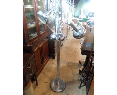 A late 20th century chrome floor standing three branch lamp, 153cm.