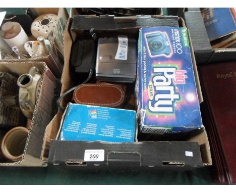 A Polaroid One camera, together with a Polaroid Supercolor and others.   Condition Report:  Polaroid One.Fujifilm Instax 100.