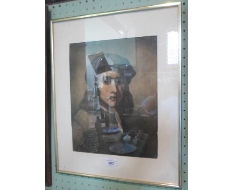 A 19th century head and shoulders portrait of Rembrandt, a watercolour, 34cm x 27cm, glazed in a contemporary metal frame.