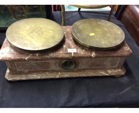 A pair of French marble and brass scales 