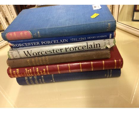 Six antique related books to include 'Worcester Porcelain'