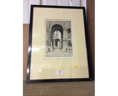 C. E. D. dry point etching from The Old Bullion Yard, Bank Of England