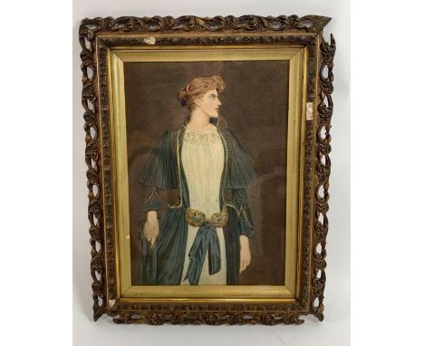 English school, late 19th/early 20th century, full length portrait of a female, watercolour, 39cm x 27cm 