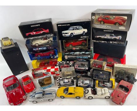 A collection of model/toy cars including Burago, Giodi and various others 