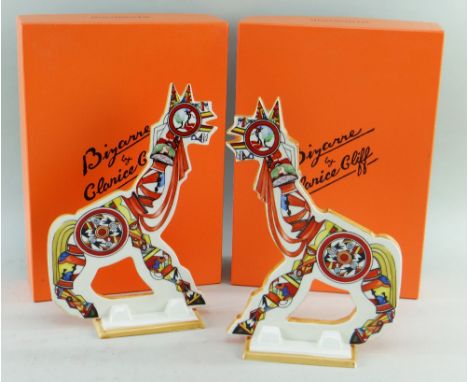 TWO WEDGWOOD CLARICE CLIFF 'BIZOOKA' GIRAFFE FIGURES, limited edition (70/250 &amp; 71/250) with boxes and COAs, 25cms h (2)