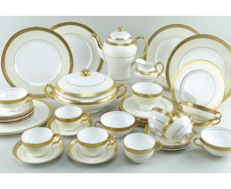 MINTON 'BUCKINGHAM' BONE CHINA DINNER &amp; TEA WARE, No. K159, comprising tureen and cover, five twin-handled soup bowls, si