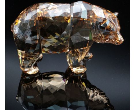 SWAROVSKI TINTED CRYSTAL MODEL GRIZZLY BEAR, 13.5cms long Comments: no boxes or certificates