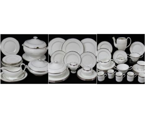 WEDGWOOD BONE CHINA 'CARLYN' PATTERN DINNER SERVICE FOR TWELVE, including soup tureen, two vegetable tureens. gravy boat, cof