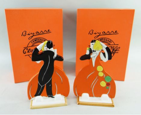 TWO WEDGWOOD CLARICE CLIFF 'AGE OF JAZZ' DANCERS, shape 432, limited edition (125/150 &amp; 126/150) with boxes and COAs, 19c