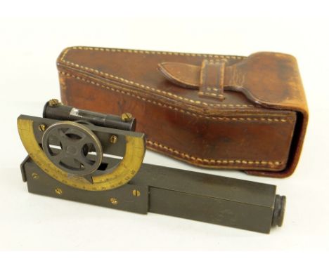 STANLEY LEATHER CASED ABNEY LEVEL CLINOMETER, c. 1900-1914, patinated brass, stamped 'Stanley, Great Turnstile, Holborn, Lond