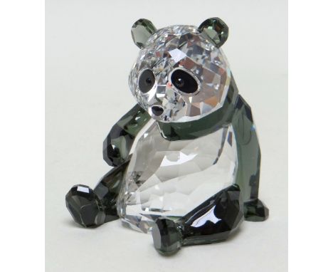 SWAROVSKI SMOKEY CRYSTAL MODEL PANDA, 8cms high Comments: no boxes or certificates