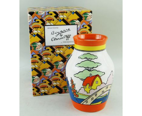 WEDGWOOD CLARICE CLIFF 'ORANGE ROOF COTTAGE' ISIS VASE, limited edition (15/250) with box and COA, 20cms h.