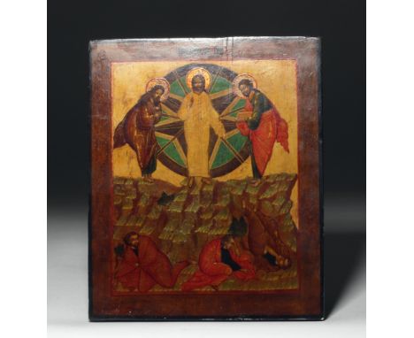Russia, ca. 19th century CE. A beautifully painted Russian icon on a wood panel depicting the resurrection of Jesus when Chri