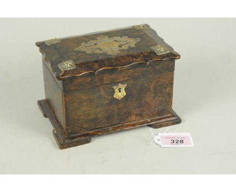 A vintage lacquered jewellery box,&nbsp;faux bur walnut finish