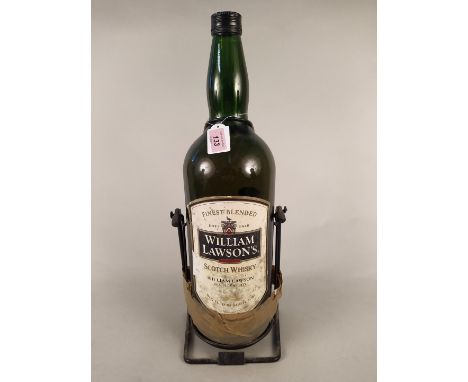 A large 4.5 litre William Lawson's Scotch whisky on a pouring stand (the top has been opened and is full, but sold as a novel