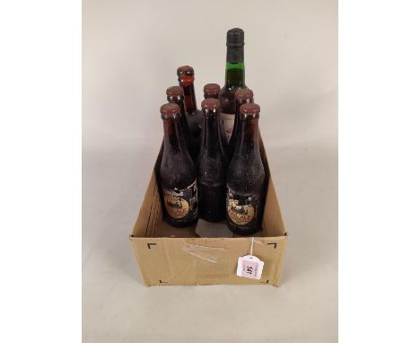 Six bottles of Adnams 1979 Rail Ale, together with a vintage 1937 Courage Founders Ale and a bottle of Adnams Tawny Celebrati