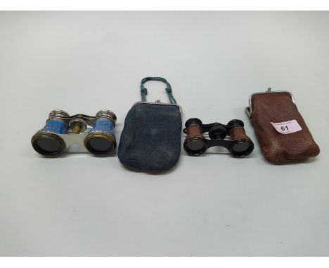 Two pairs of vintage opera glasses with cases