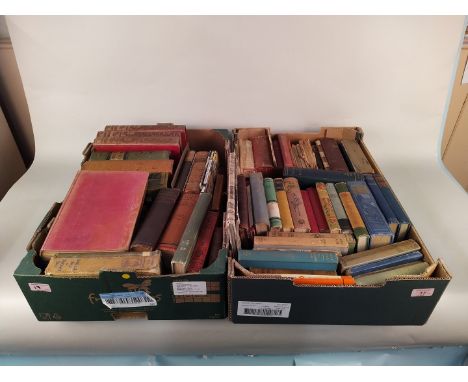 Two boxes of mixed vintage books, subjects include the Amateur Mechanic, mixed fiction etc