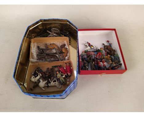 Various vintage painted lead figures including Timpo, Britains etc